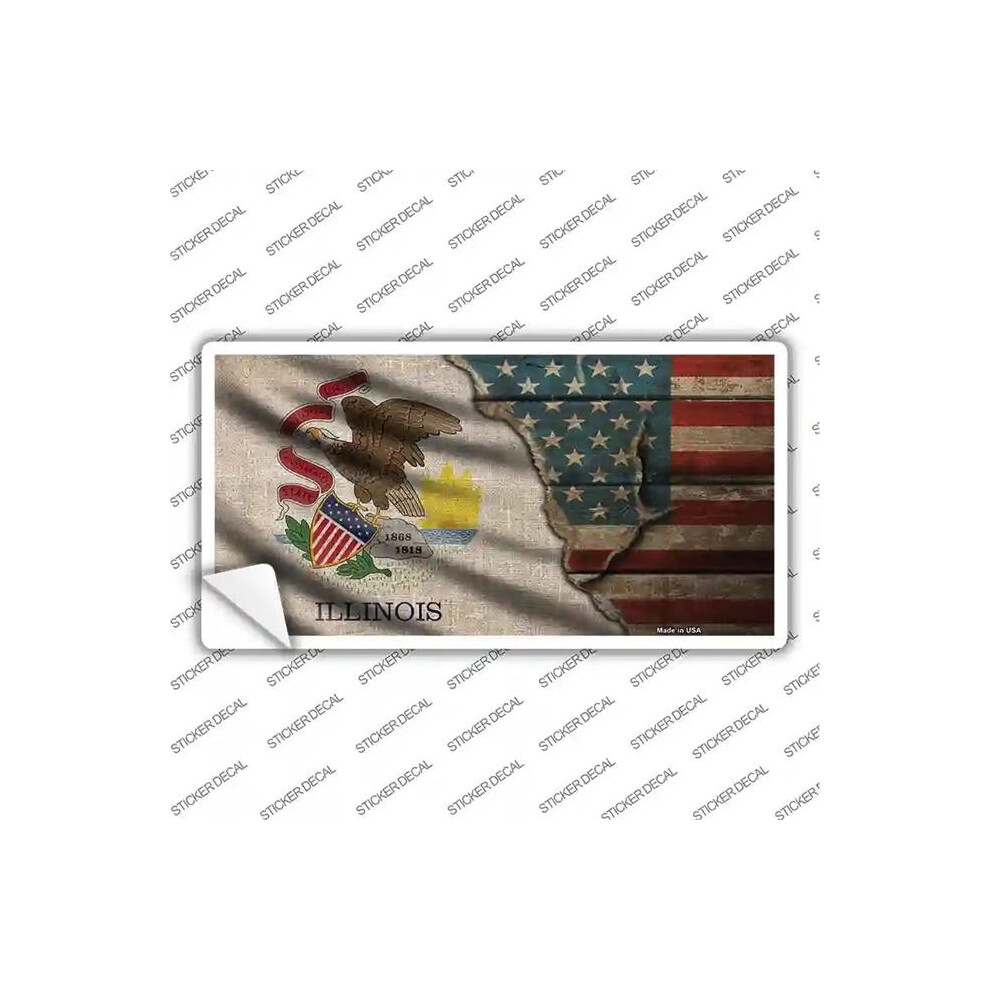 Smart Blonde Lp-12392S-S Illinois & American Flag Novelty Sticker Decal - Small 731997881920