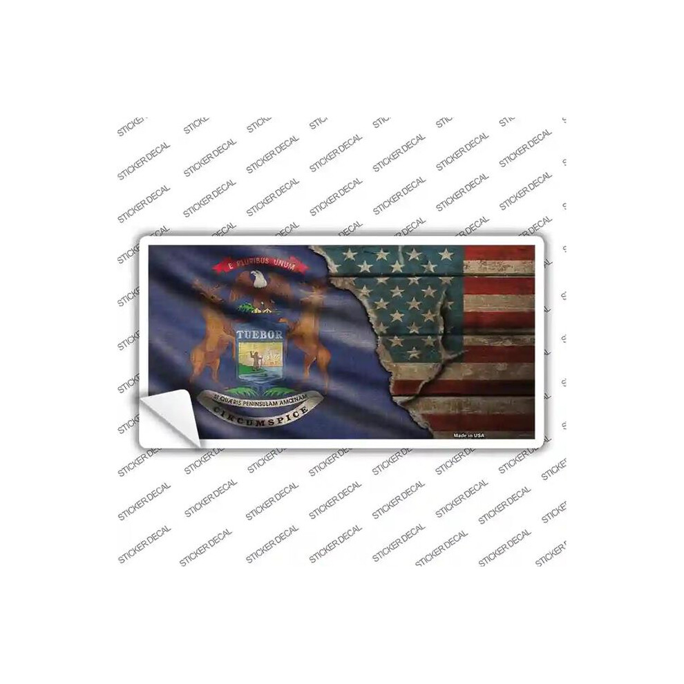 Smart Blonde Lp-12401S-L Michigan & American Flag Novelty Sticker Decal - Large 731997881982