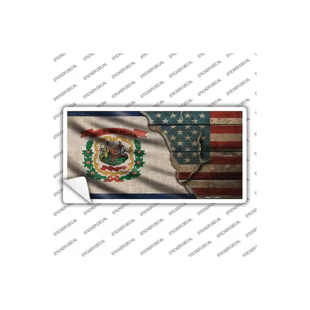 Smart Blonde Lp-12427S-L West Virginia & American Flag Novelty Sticker Decal - Large 731997882071