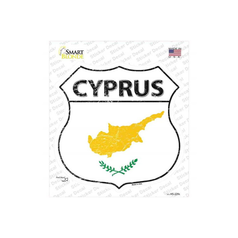 Smart Blonde Hs-229S-M Cyprus Flag Novelty Highway Shield Sticker Decal - Medium 727897952143