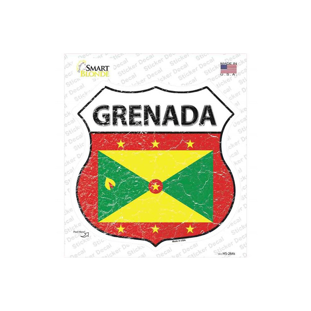 Smart Blonde Hs-264S-M Grenada Flag Novelty Highway Shield Sticker Decal - Medium 727897952358