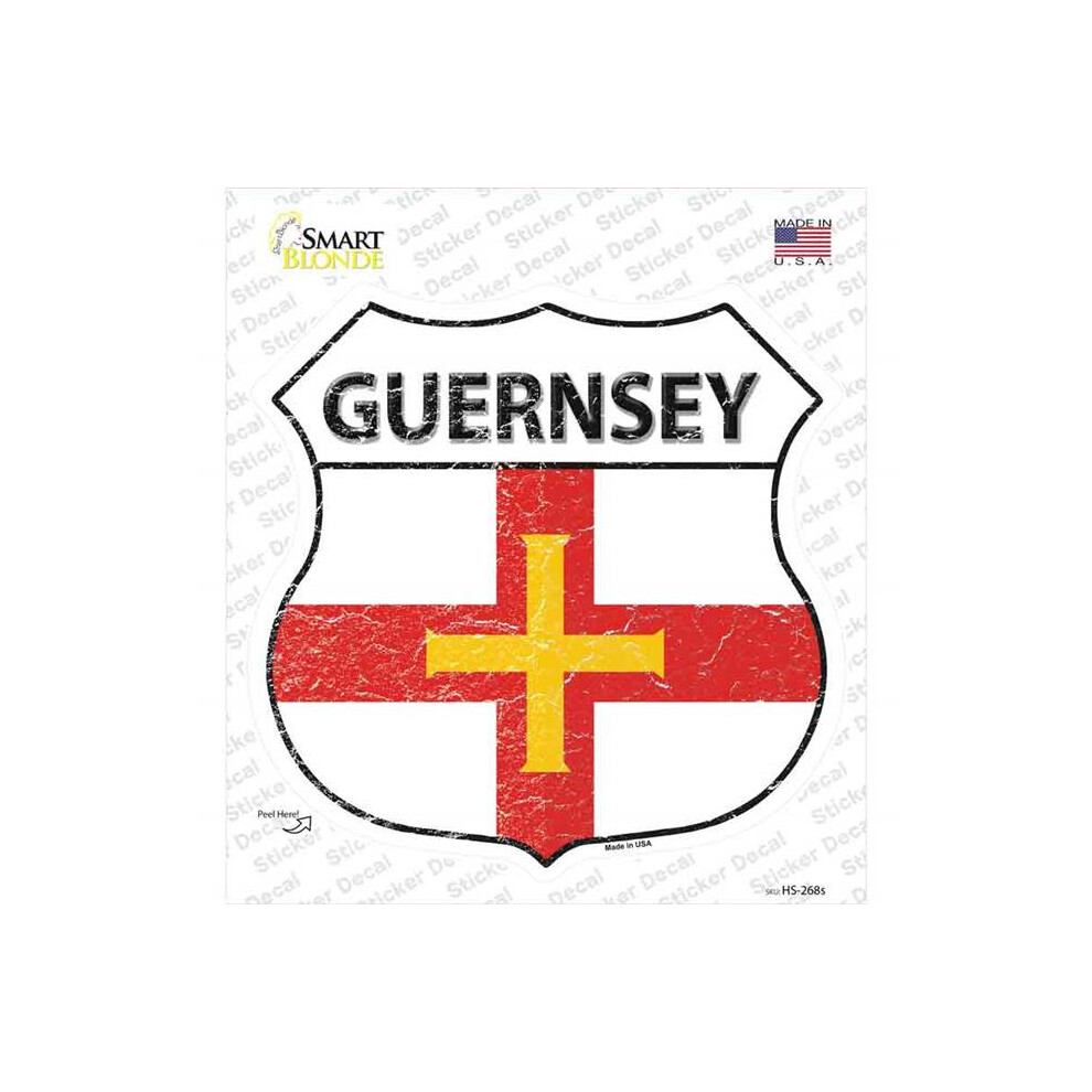 Smart Blonde Hs-268S-M Guernsey Flag Novelty Highway Shield Sticker Decal - Medium 727897952372