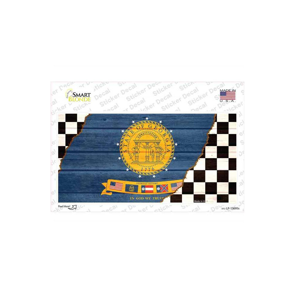 Smart Blonde Lp-13695S-M Georgia Racing Flag Novelty Sticker Decal - Medium 731997889612