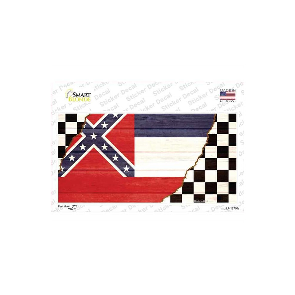 Smart Blonde Lp-13709S-M Mississippi Racing Flag Novelty Sticker Decal - Medium 731997889704