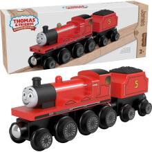 Thomas & Friends Wooden Railway Toy Train James Push-Along Wood Engine & hiiliauto taaperoille ja esikouluikäisille yli 2-vuotiaille lapsille (Amazon