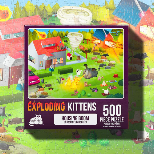 Exploding Kittens 500 Τεμαχίων Παζλ - Housing Boom, Παζλ για Ενήλικες, Παζλ Γάτας, Τέχνη 2