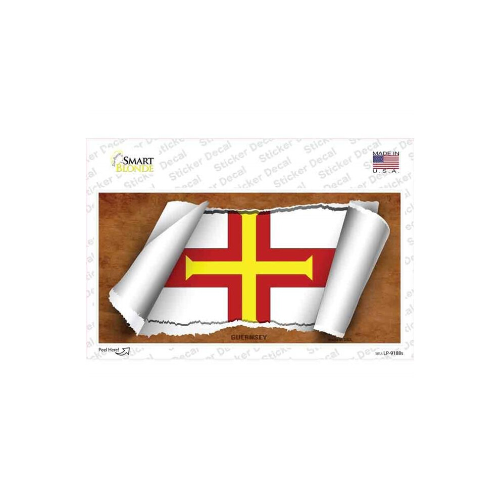 Smart Blonde Lp-9188S-M Guernsey Flag Scroll Novelty Sticker Decal - Medium 731997998154