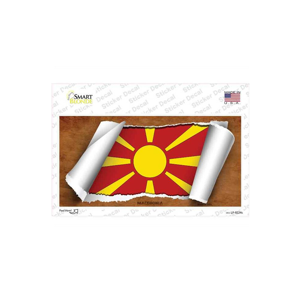Smart Blonde Lp-9224S-M Macedonia Flag Scroll Novelty Sticker Decal - Medium 731997998352