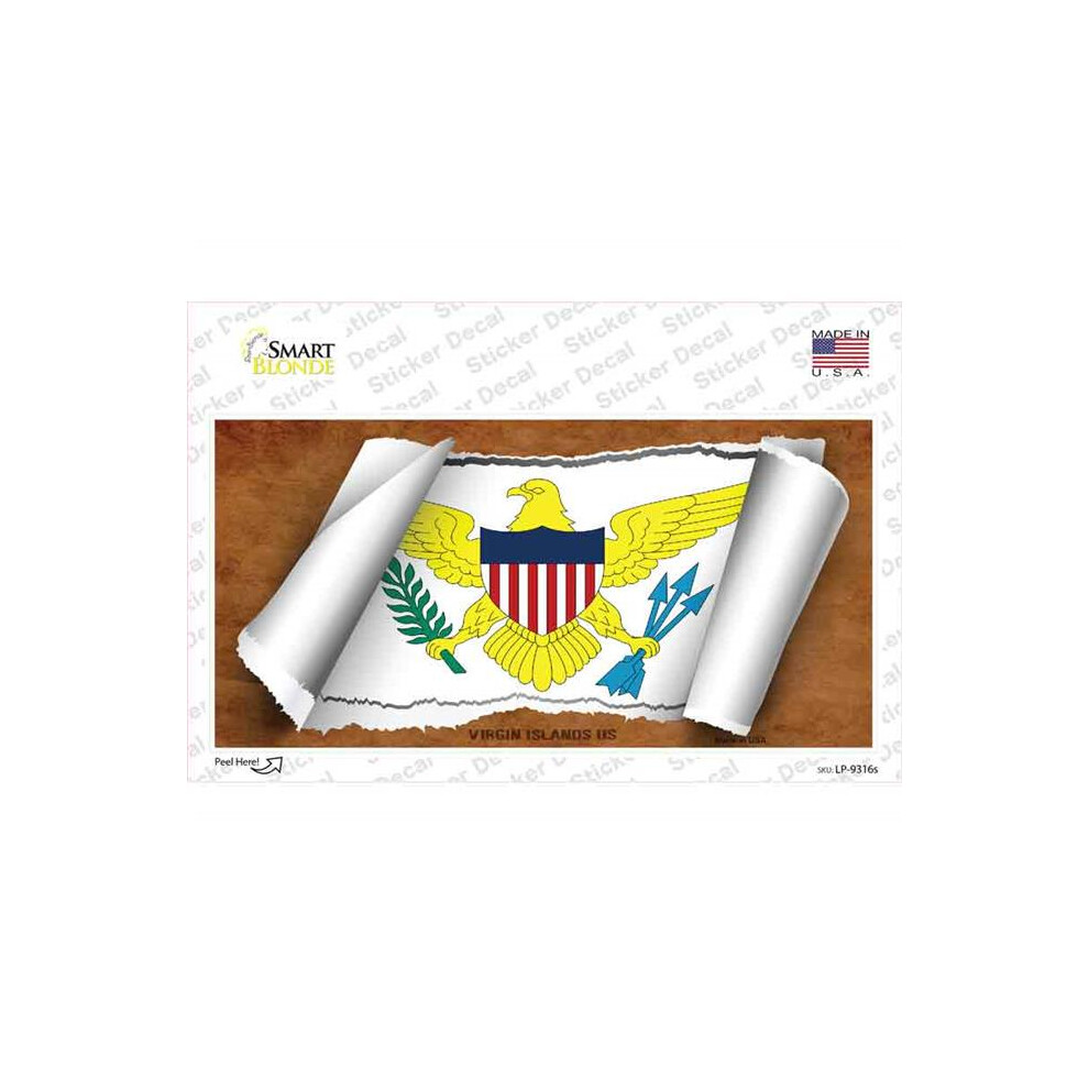 Smart Blonde Lp-9316S-M Virgin Islands Us Flag Scroll Novelty Sticker Decal - Medium 731997999236