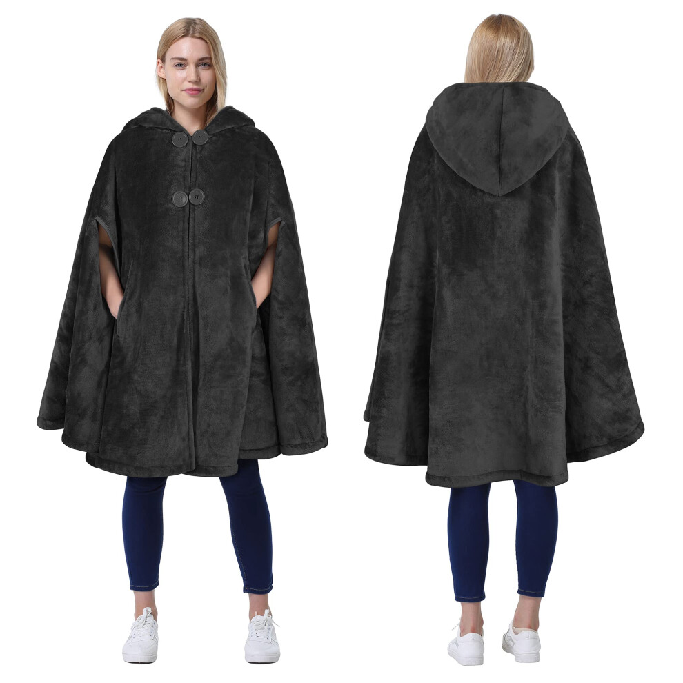 Poncho cape pour femme de Catalogne, manteau polaire Sherpa, couverture portable     capuche douillette, id   e cadeau pour maman et adolescentes