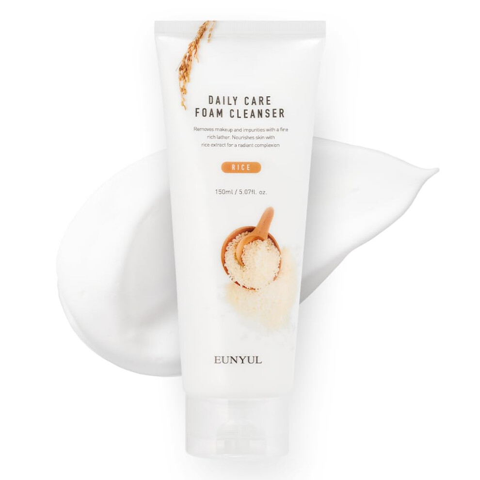 EUNYUL Daily Care Rice Foam Cleanser 5.07 fl. oz. / 150ml Korean Skincare Face Wash with Rice water Face Cleanser
