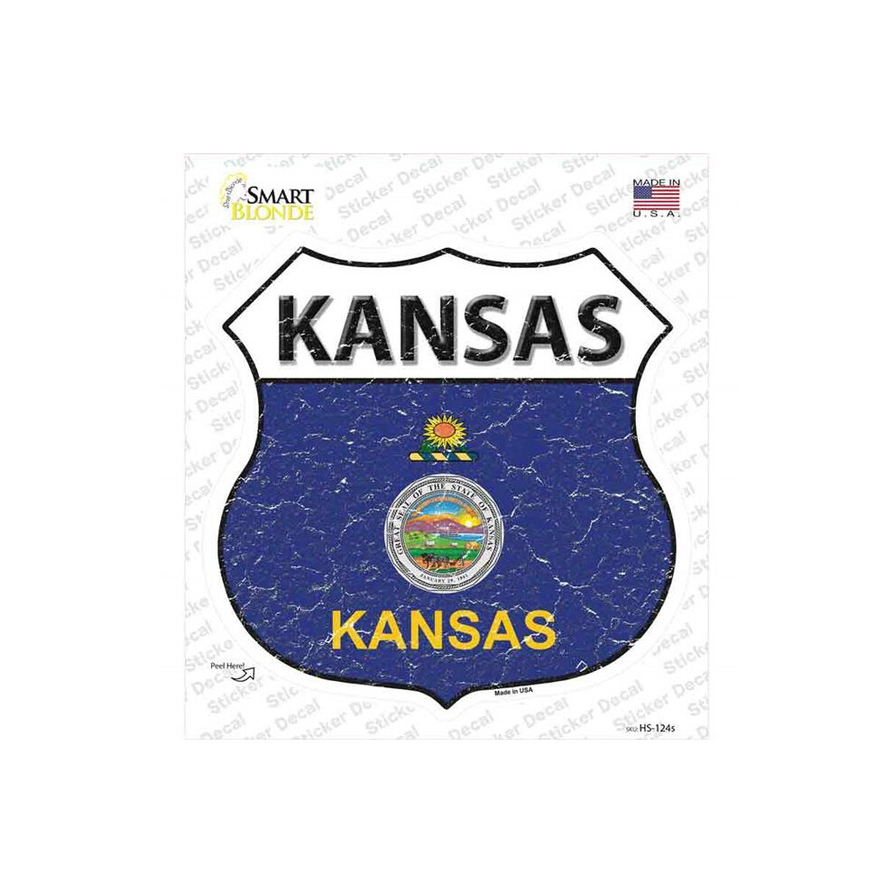Smart Blonde Hs-124S-M Kansas Flag Novelty Highway Shield Sticker Decal - Medium 727897966423
