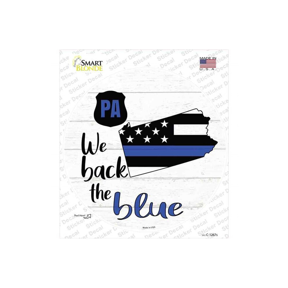 Smart Blonde C-1267S-M Pennsylvania Back The Novelty Circle Sticker Decal - Medium Blue 727897965068