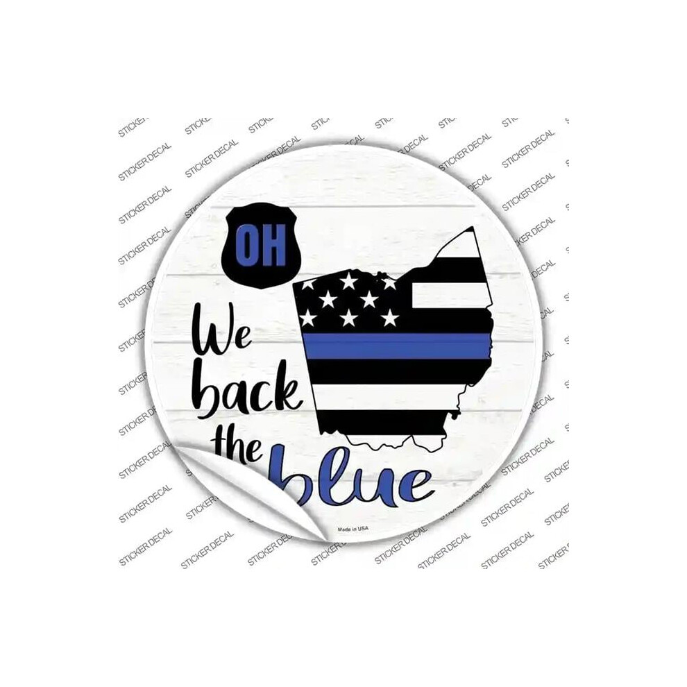 Smart Blonde C-1264S-L Ohio Back The Novelty Circle Sticker Decal - Large Blue 727897965051
