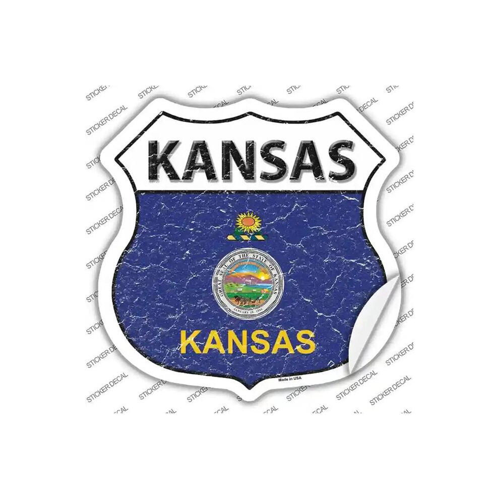 Smart Blonde Hs-124S-S Kansas Flag Novelty Highway Shield Sticker Decal - Small 727897966430