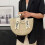 (Off-white medium size) New one-shoulder handbag straw woven tote bag 1