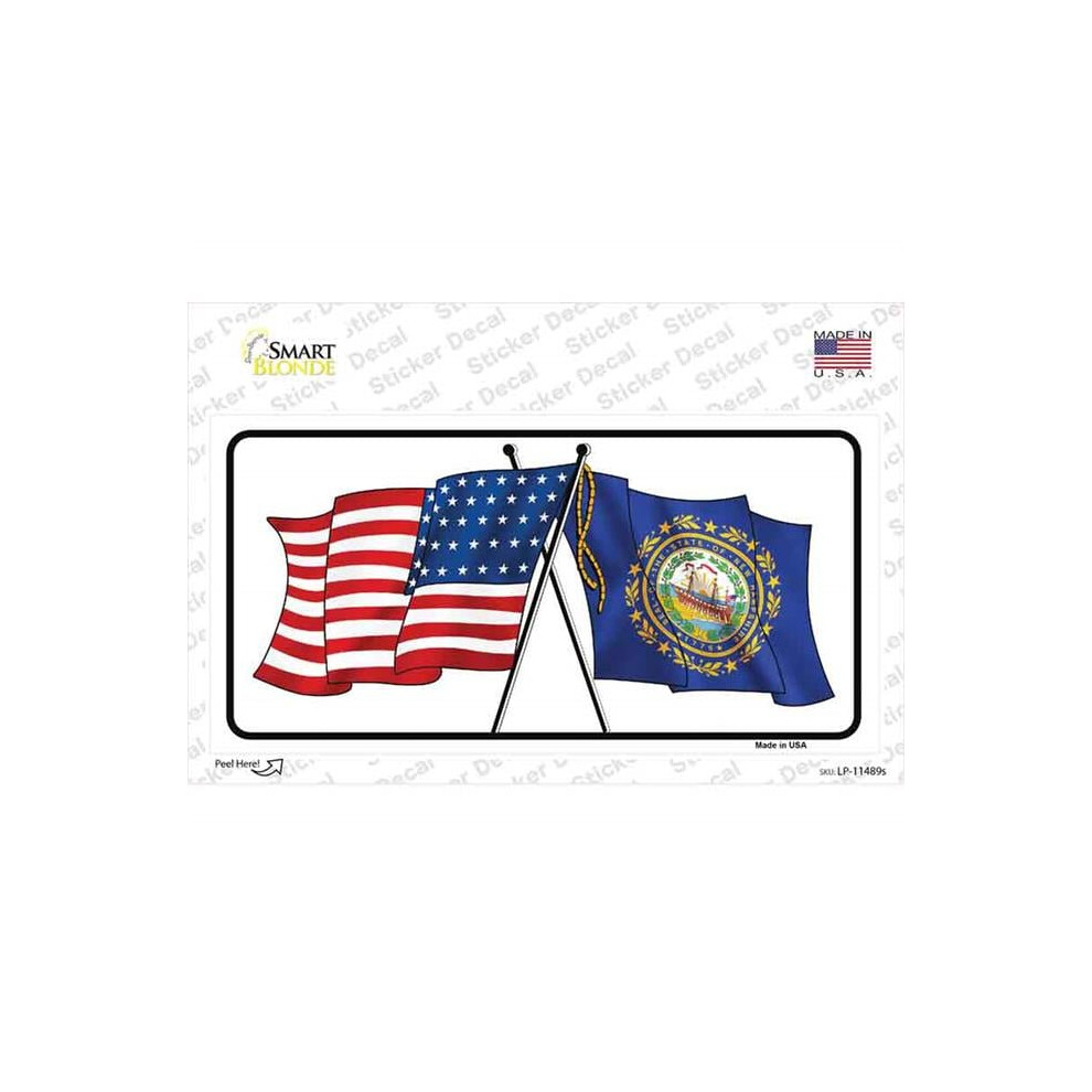 Smart Blonde Lp-11489S-M Hampshire Crossed Us Flag Novelty Sticker Decal - Medium 731997900140