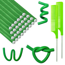 BIEAEIA 60 stuks flexibele krulstaven zacht schuim geen warmte twist flexibele haarstaven rollen voor lang haar kort haar dames meisjes groen (9,45 x