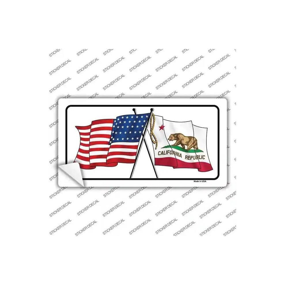 Smart Blonde Lp-11465S-L California Crossed Us Flag Novelty Sticker Decal - Large 731997902373