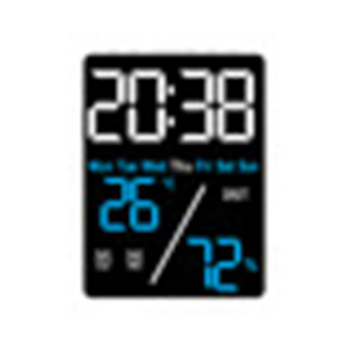 (Blue) Large Screen Digital Alarm Clock Humidity Display