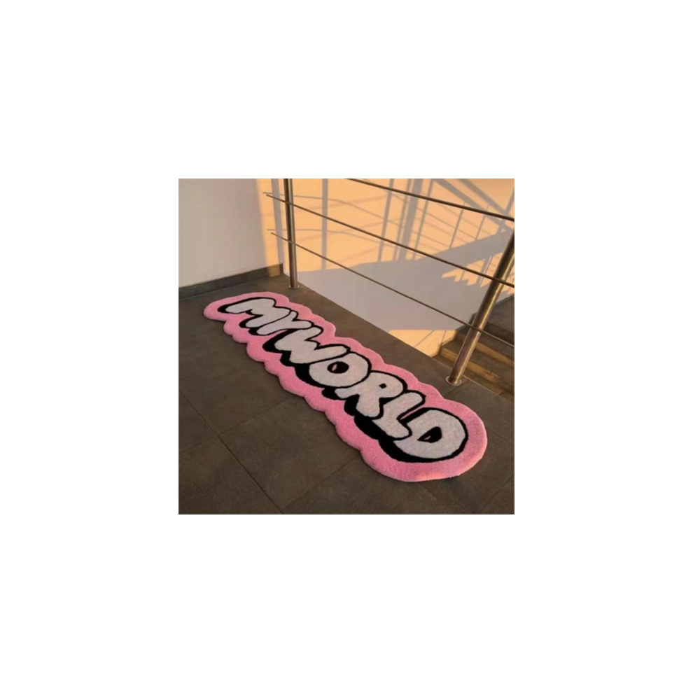 (A, 100X150cm 39.3X59in) Nordic ins imitation cashmere absorbent floor mat bathroom soft letter black and white bathroom floor mat bedroom door rug