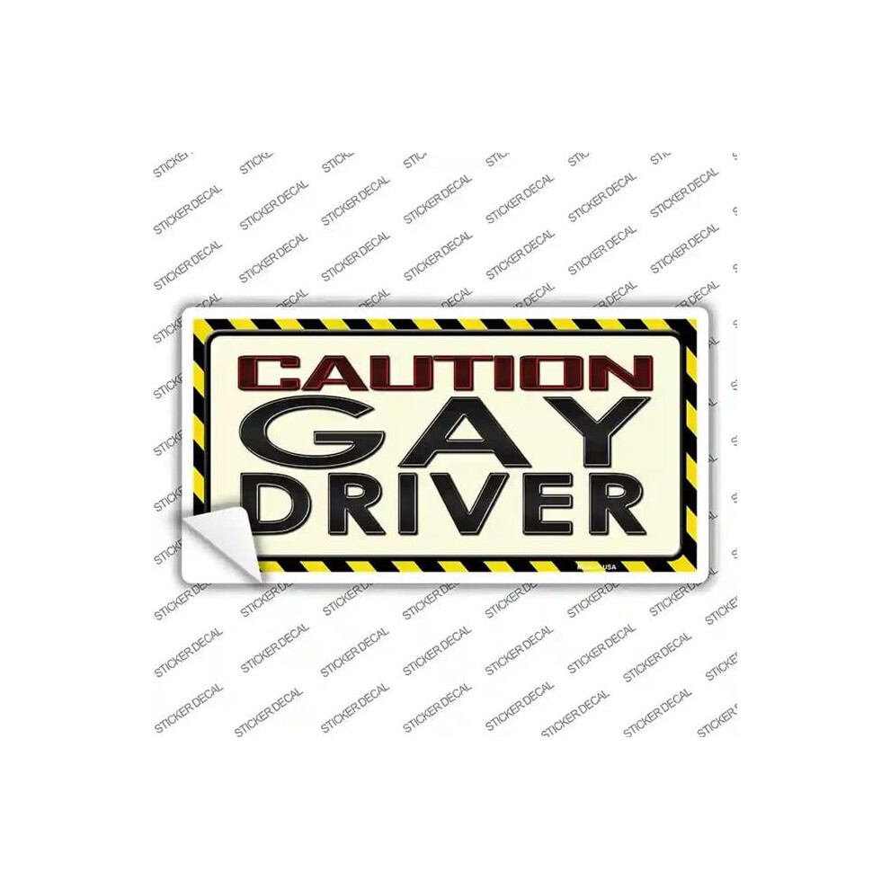 Smart Blonde Lp-8553S-S Caution Gay Driver Novelty Sticker Decal - Small 792636005053