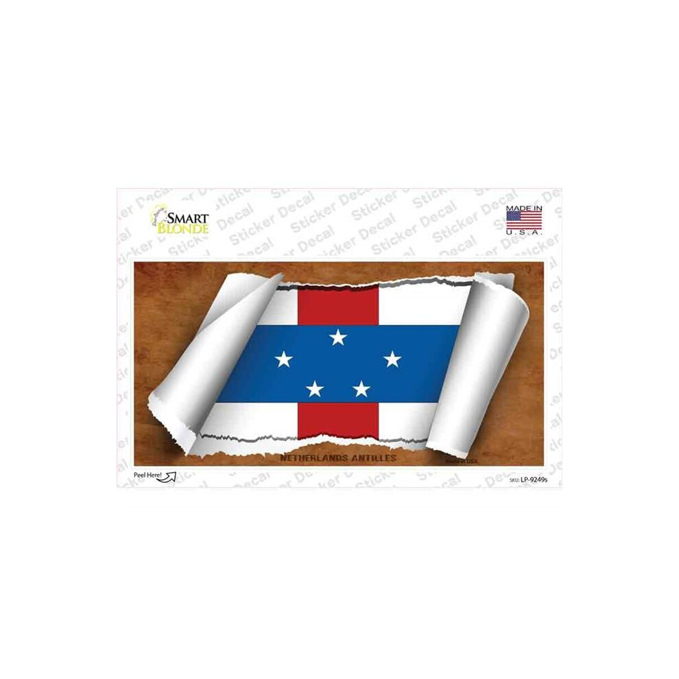 Smart Blonde Lp-9249S-M Netherlands Antilles Flag Scroll Novelty Sticker Decal - Medium 792636005794