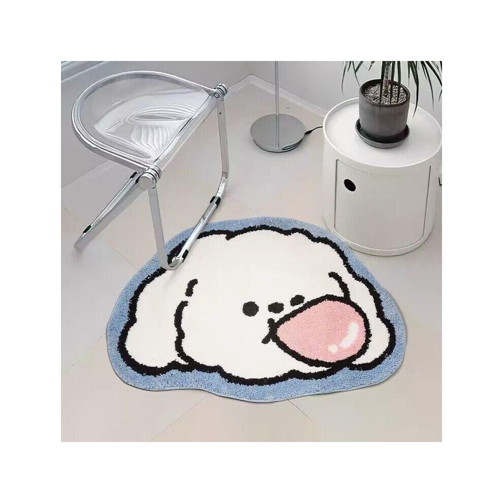 (Puppy, 60X90cm 23.6X35.4in) Cartoon bedroom cute bedside floor mat thickened imitation cashmere living room floor mat household carpet home