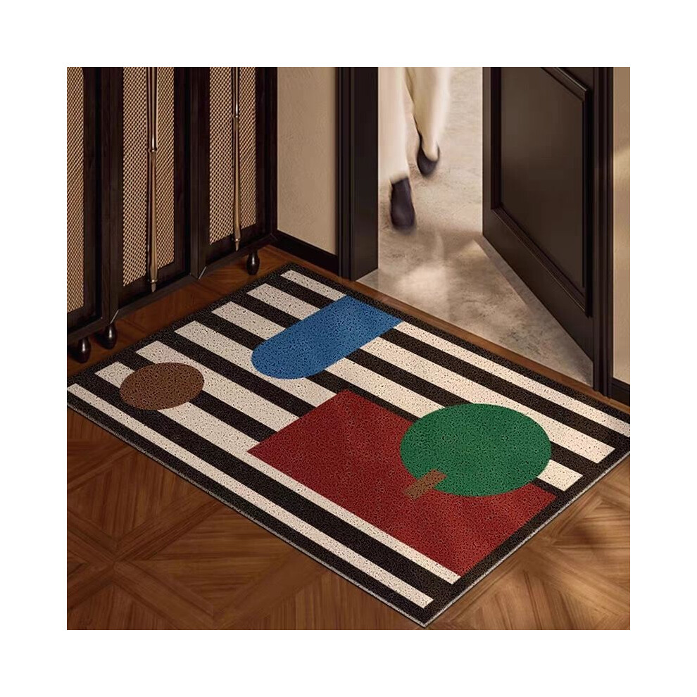(A-3, 80X100cm 31.5X39.3in) Geometric entrance door mat, door mat, household entrance silk ring, wear-resistant, soil resistant, dirt resistant mat