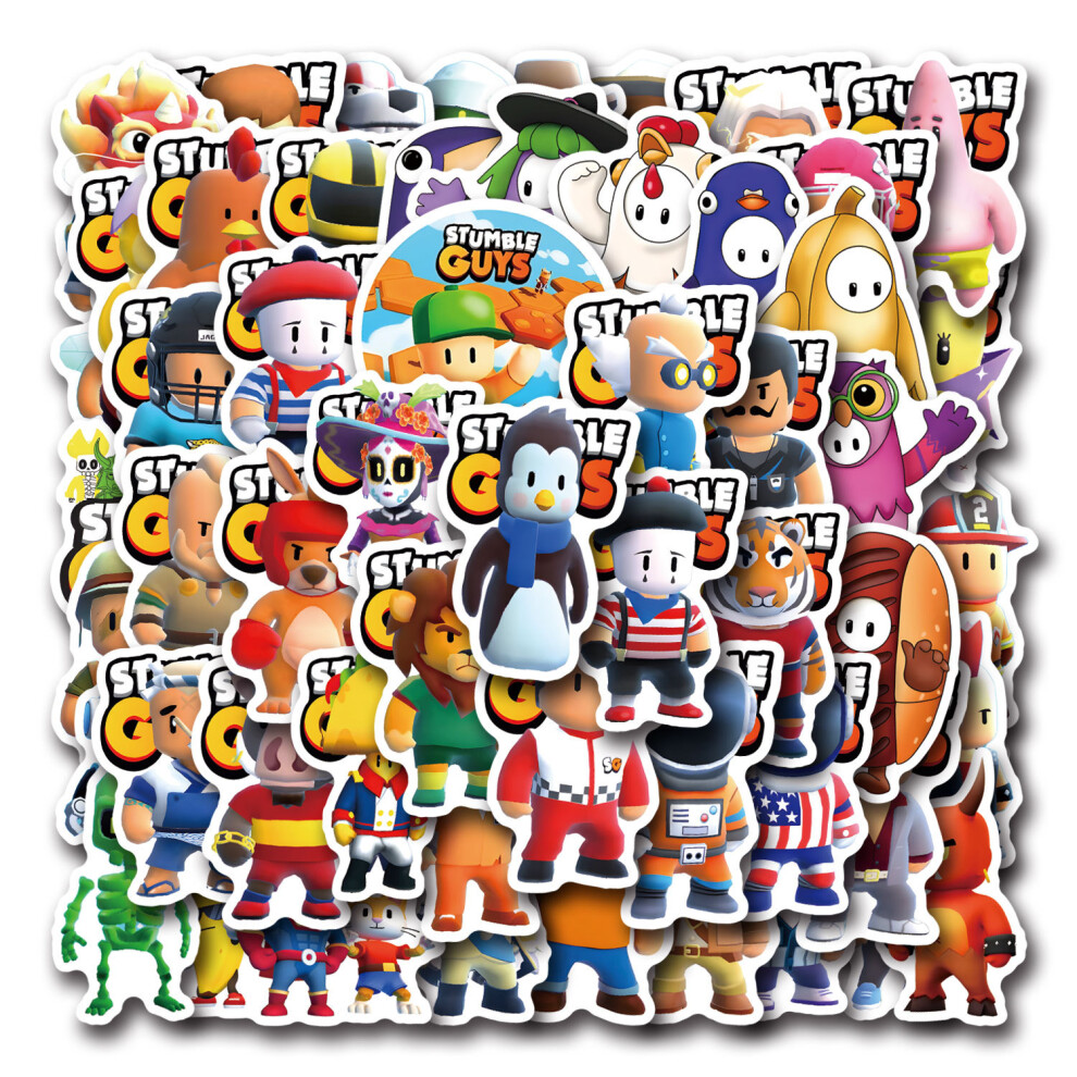 (MULTICOLOR) 55pcs Cartoon Stumble Guy stickers DIY Stickers Scrapbooking Phone Luggage Skateboard  Waterproof Decals