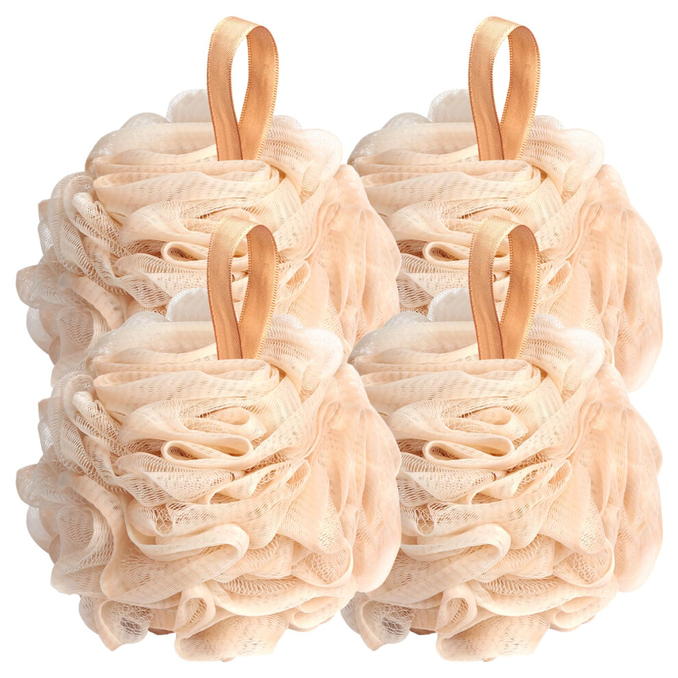 Fischent Fishent Loofah Bath Sponge Shower Loofahs 4 Pack Soft Loofa Exfoliating Body Scrubber Mesh Shower Puff Pouf Ball Luffa For Men And Women50g/Pcs