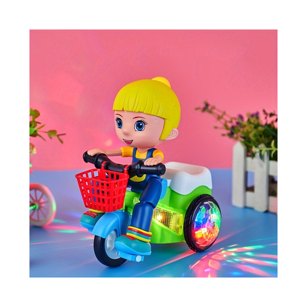 (three wheels girl) Robot Toys for Kids Spinning Stunt Car Toys Dancing Electric Trike Kids Motorcycle Cartoon Toy Interactive Toy with Music Light-image-OPC-PGBDKM7-NEW