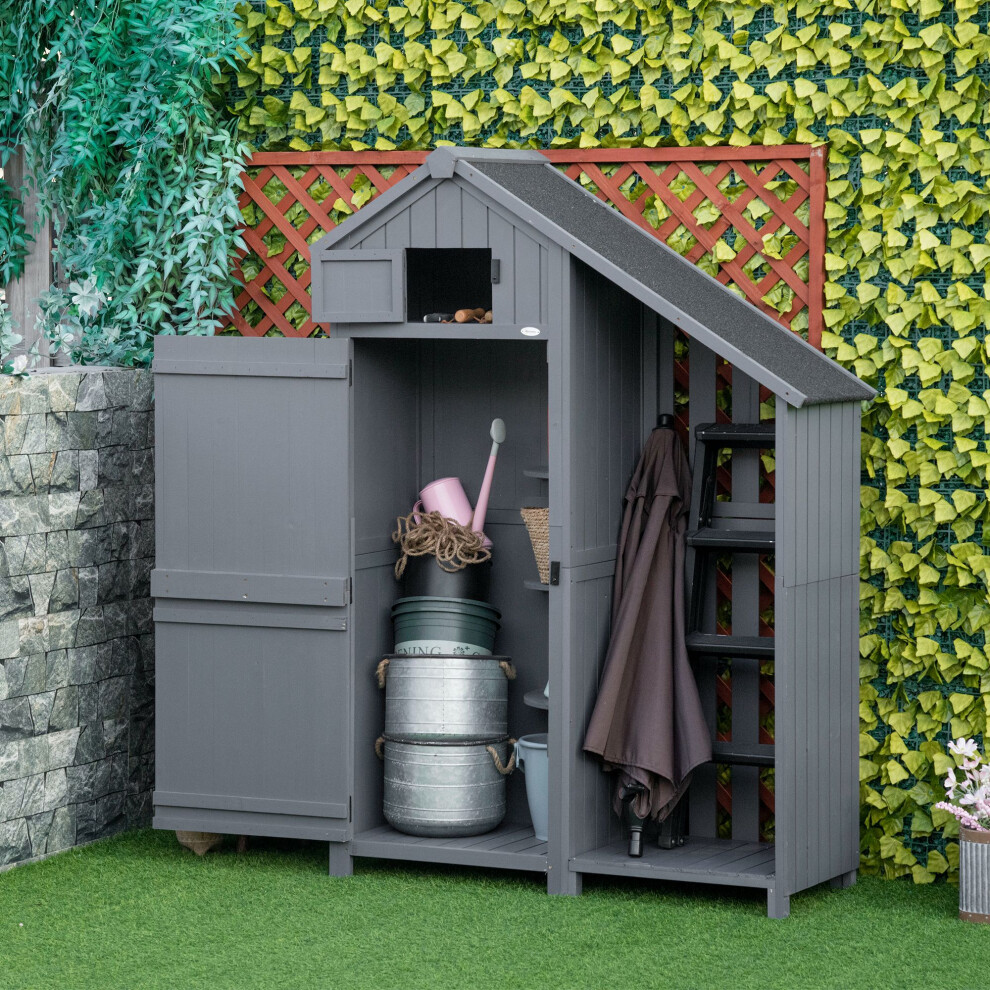 New Outsunny Fir Garden Storage Shed With Shelves Log Rack, For Garden Tools