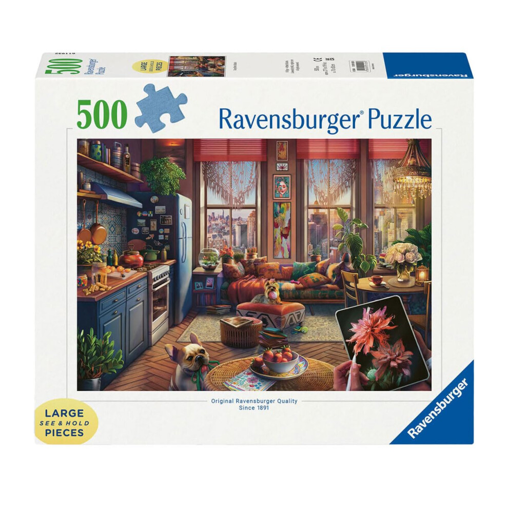 Ravensburger Cozy Boho Studio 500 Piece Large Format Jigsaw Puzzle For