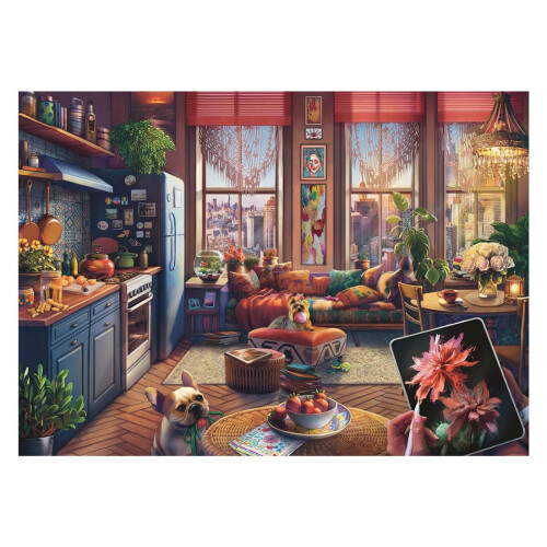 Ravensburger Puzzle grand format Ravensburger Cozy Boho Studio 500 pi   ces pour 2