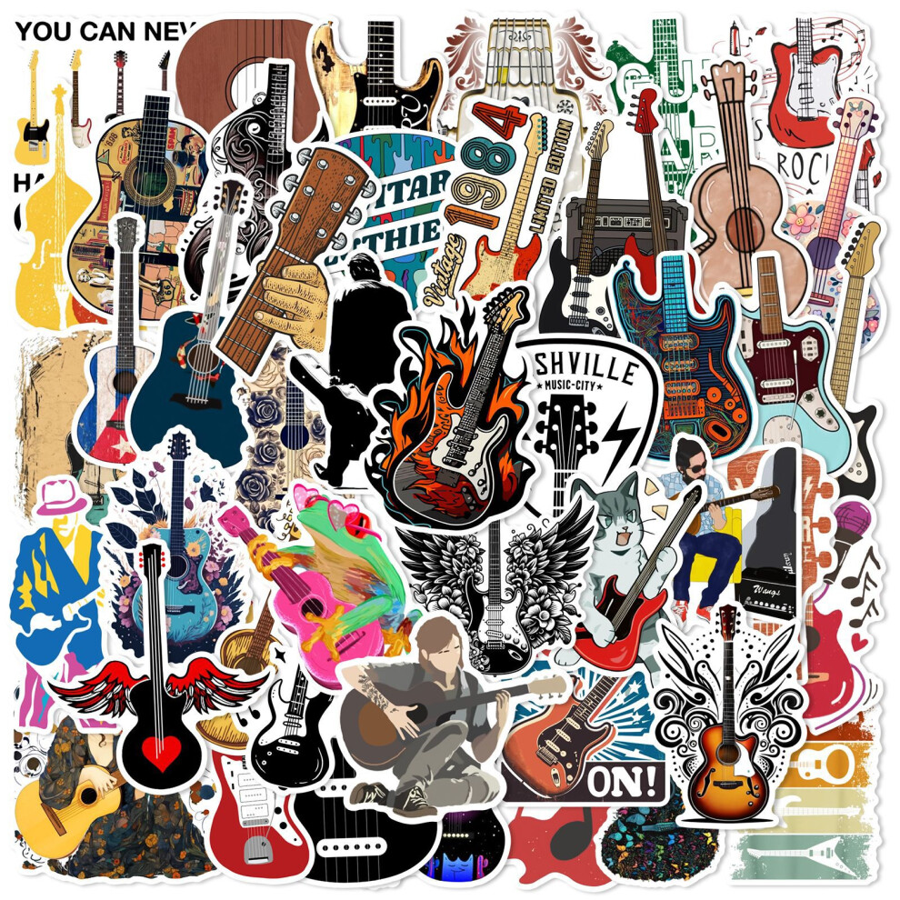 (MULTICOLOR) 50Pcs Fashion Music ROCK Band Guitar Stickers DIY Stickers Scrapbooking Phone Luggage Skateboard Waterproof Decals