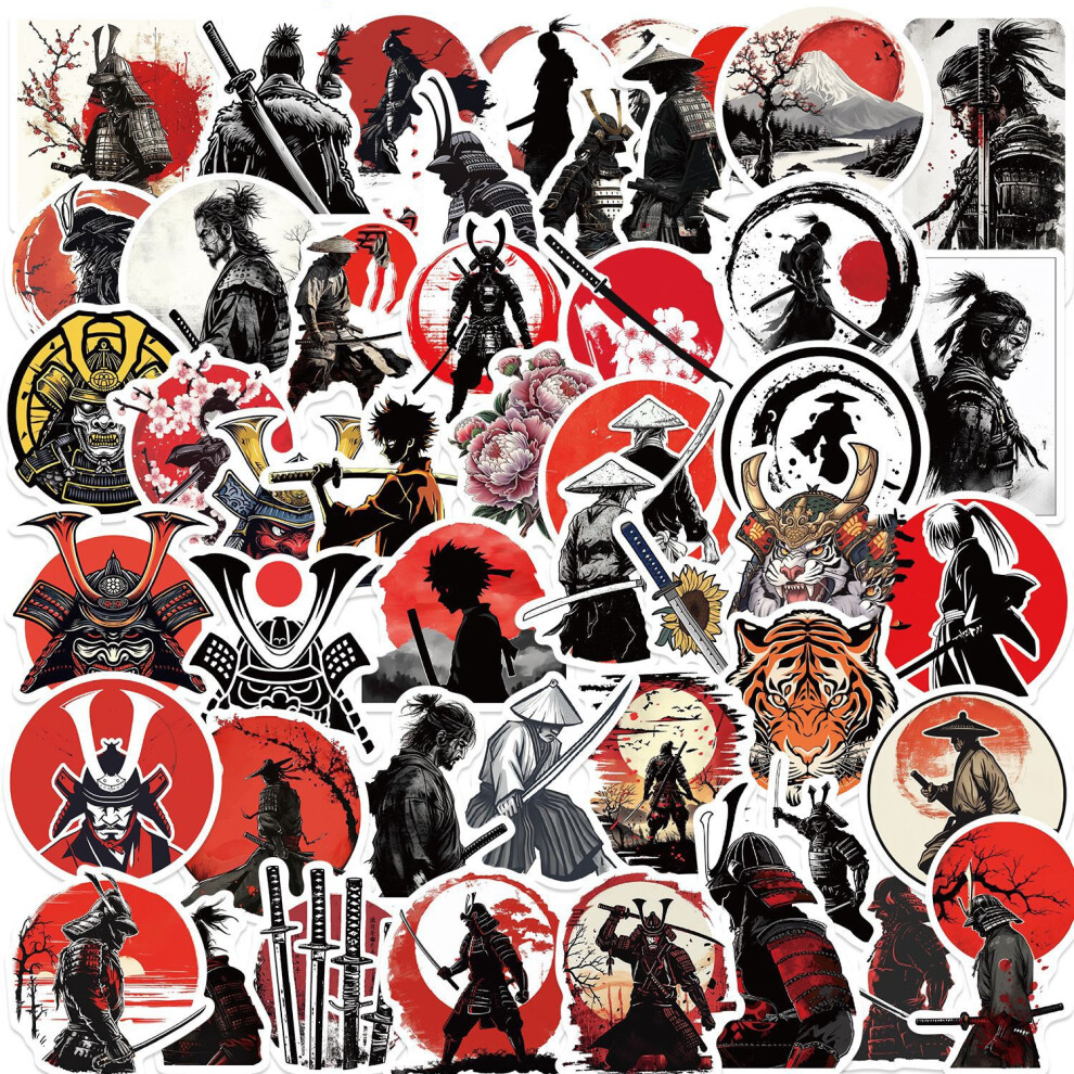 (MULTICOLOR) 50Pcs Samurai Stickers Japanese Bushido DIY Stickers Scrapbooking Phone Luggage Skateboard  Waterproof Decals