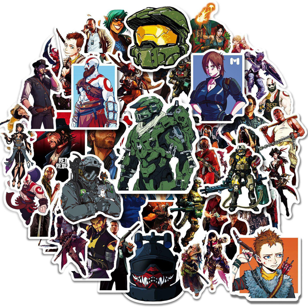 (MULTICOLOR) 50Pcs Classic Game Shooting Stickers Cartoon Stickers DIY Decoration Waterproof Skateboard Notebook Luggage Laptop Phone Fridge