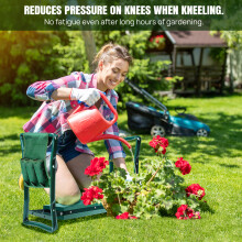 2-in-1 Garden Kneeler Seat & Stool Heavy-Duty Foldable EVA Foam Padded Kneeler with Tool Bag, Lightweight & Portable