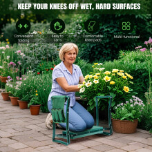 2-in-1 Foldable Garden Kneeler Seat EVA Foam Padded Kneeling Pad with Tool Bag, Heavy-Duty & Portable for Gardening