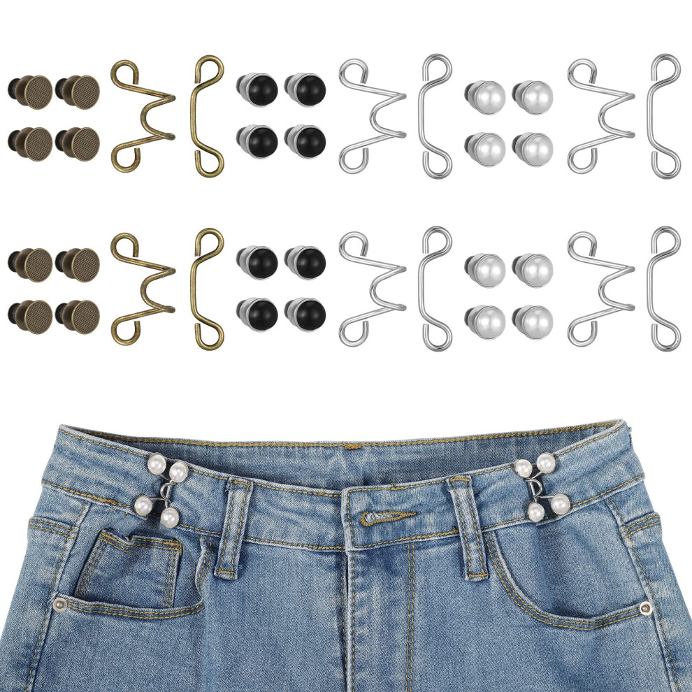 XINRUI Lot de 36 serre-taille r   glables pour jeans amples Aucune couture requise Boutons de jean Rallonges de ceinture Pinces pour pantalons Fi