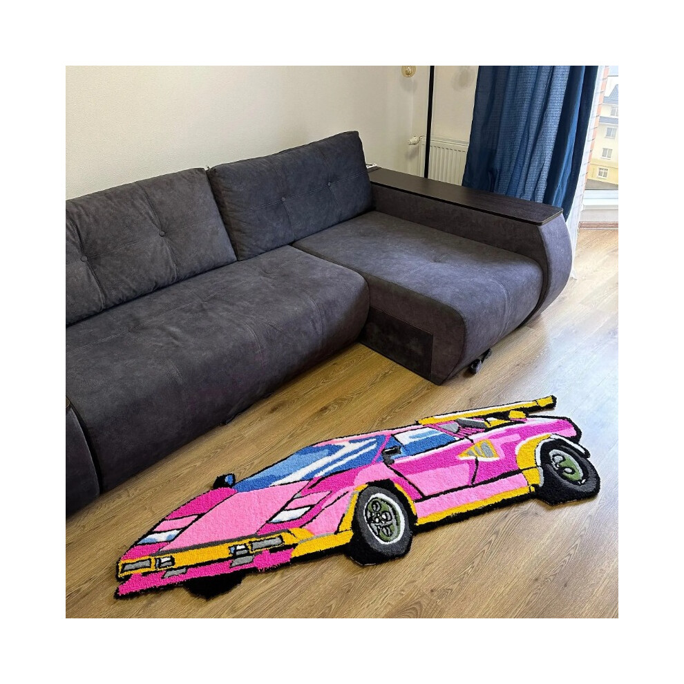 (50X80cm 19.7X31.5in) Car Color Imitation Cashmere Rug Digital Printing Technology Simple Housewarming Gift Handmade Non-Slip Decorative Carpet