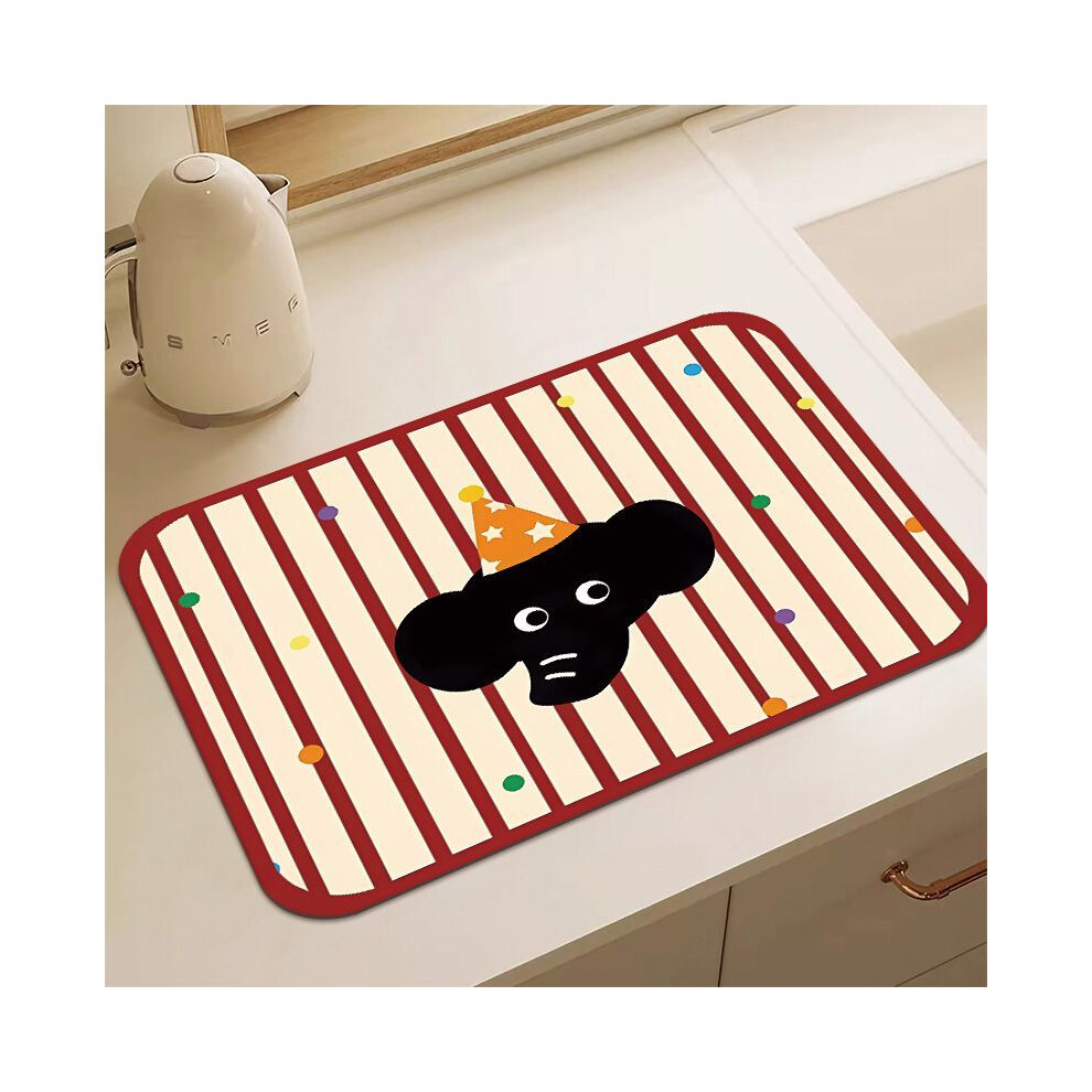 (A-3, 60X90cm 23.6X35.4in) Cute striped cartoon diatomaceous earth water absorbing and heat-insulating sink countertop drainage table mat