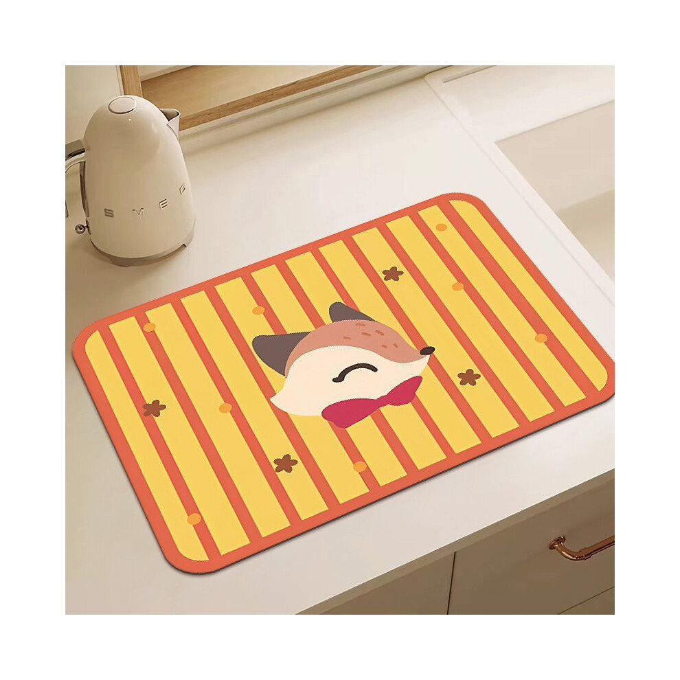 (A-1, 40X60cm 15.7X23.6in) Cute striped cartoon diatomaceous earth water absorbing and heat-insulating sink countertop drainage table mat