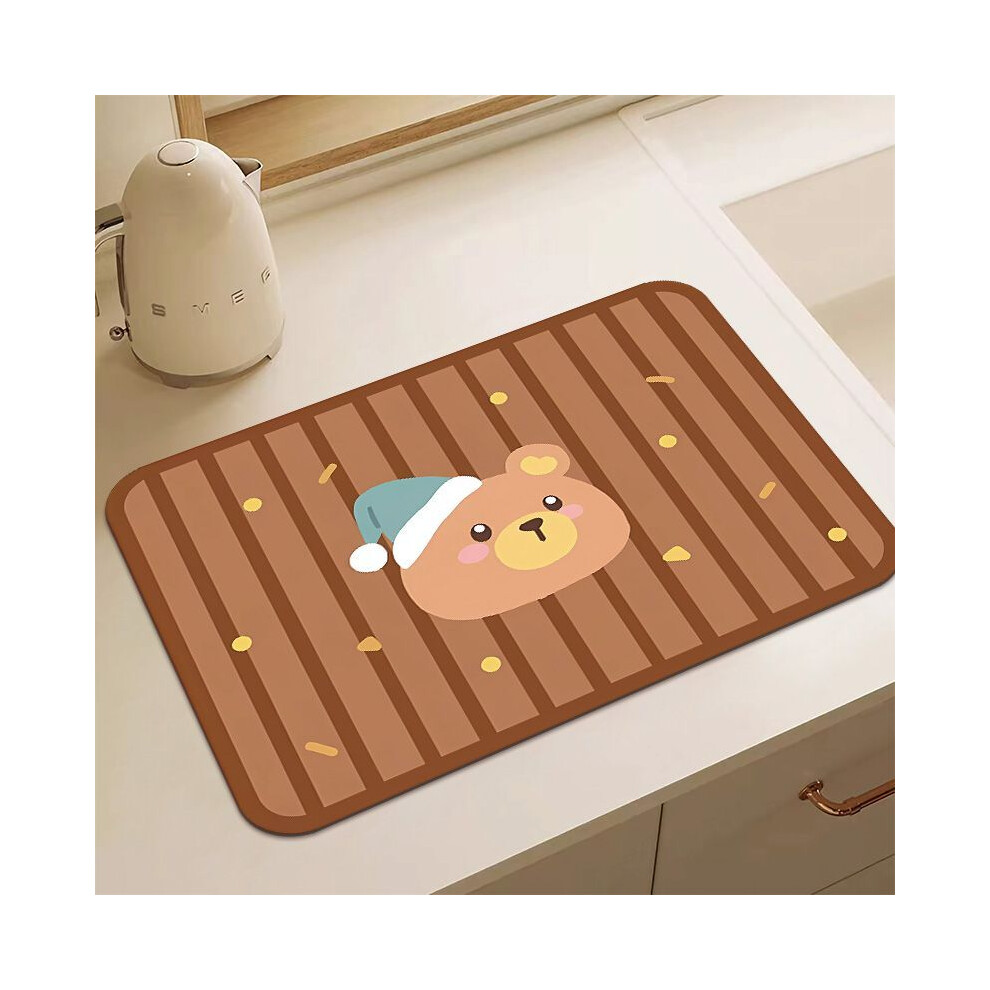 (A-5, 40X60cm 15.7X23.6in) Cute striped cartoon diatomaceous earth water absorbing and heat-insulating sink countertop drainage table mat