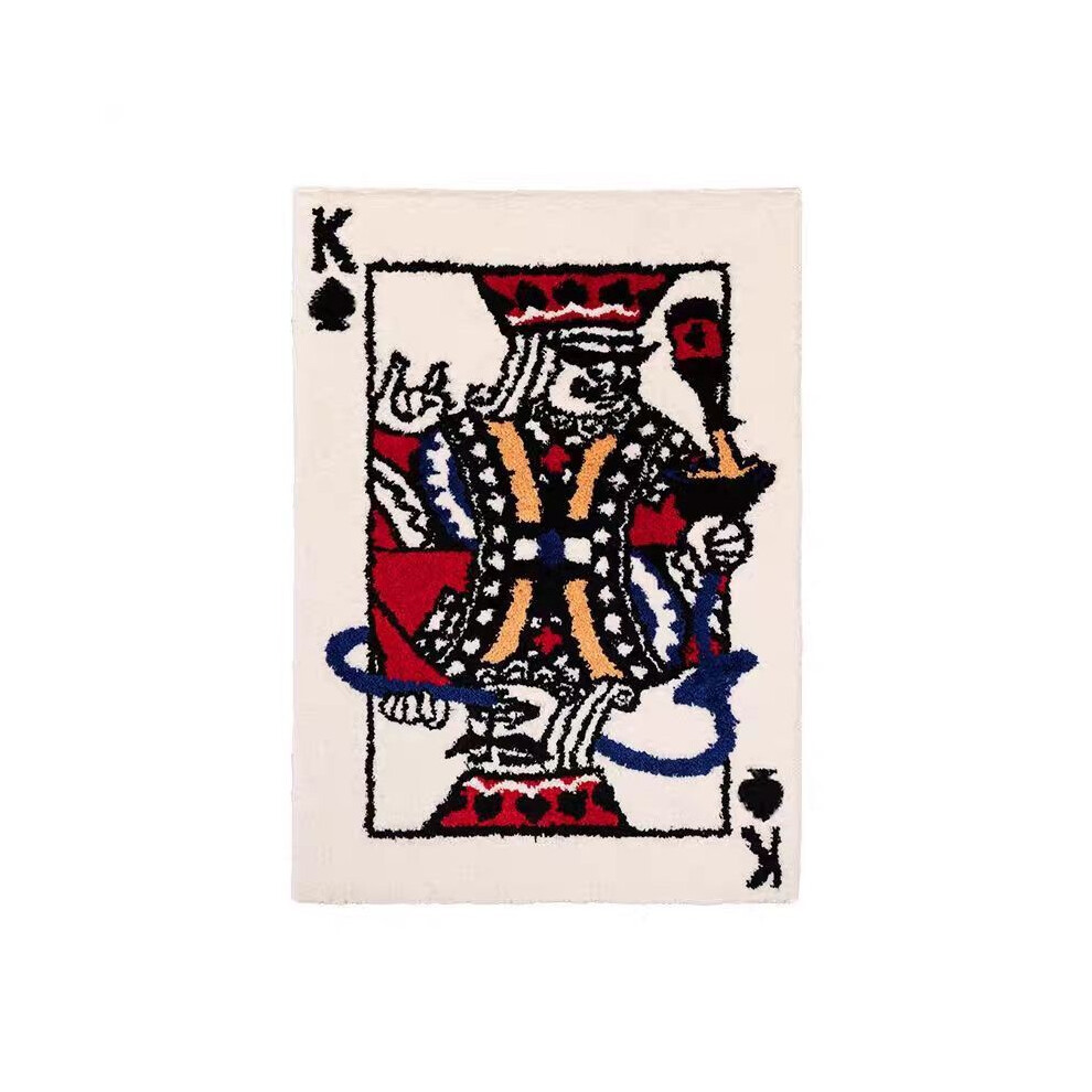(King K, 60X90cm 23.6X35.4in) Carpet Poker Hearts Personalized Decoration Carpet Thickened Cashmere Imitation Living Room Bedroom Bedside Mat