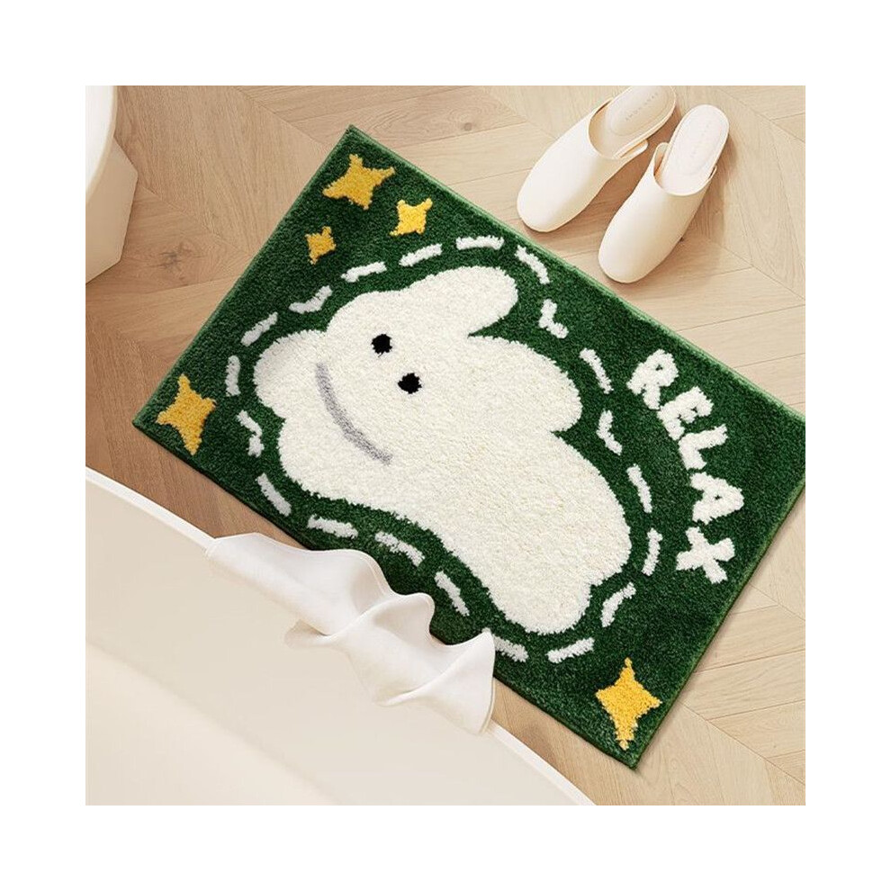 (Leap Tutu, 100X150CM39.3X59in) Household bathroom rabbit absorbent floor mat, bathroom door carpet plush non-slip bedside household toilet foot mat