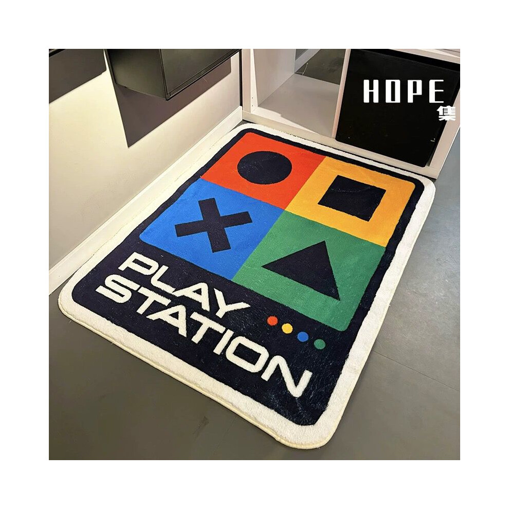 (Ps Sony, 60X90cm 23.6X35.4in) PS5 irregular shaped bedside carpet, living room, bedroom, e-sports room, imitation cashmere floor mat