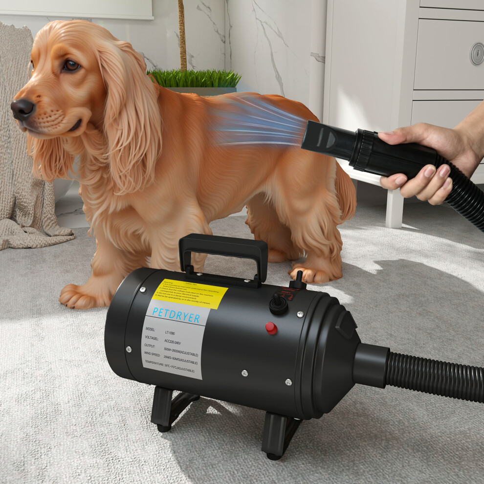 Pawhut 2200W Dog Hair Dryer With Adjustable Temperature & Velocity, Black