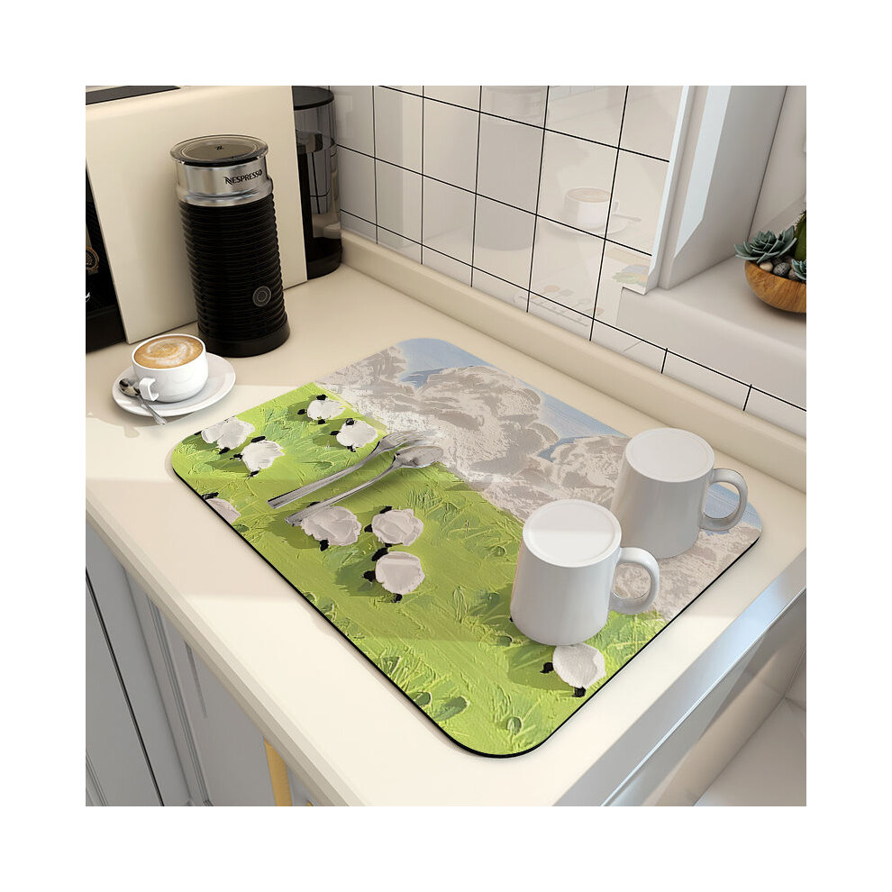 (A-1, 50X80cm 19.7X31.5in) Kitchen drain pad, countertop absorbent pad, anti slip, quick drying, no washing, thermal insulation pad, dining table pad